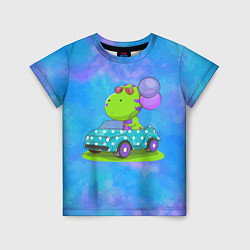 Детская футболка Динозаврик в машине