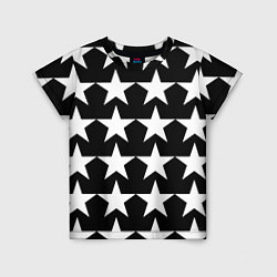 Футболка детская Белые звёзды на чёрном фоне, цвет: 3D-принт