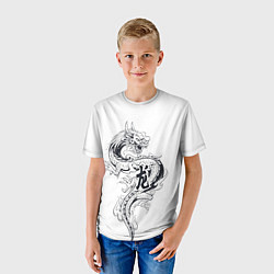 Футболка детская Китайский дракон на белом фоне, цвет: 3D-принт — фото 2
