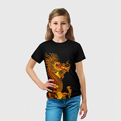 Футболка детская Золотой китайский дракон, цвет: 3D-принт — фото 2