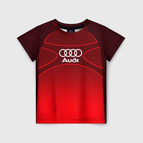 Детская футболка AUDI красная сетка / 3D-принт – фото 1
