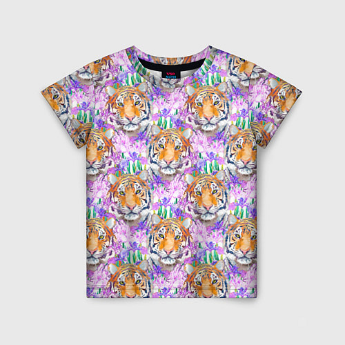 Детская футболка Тигр в цветах / 3D-принт – фото 1