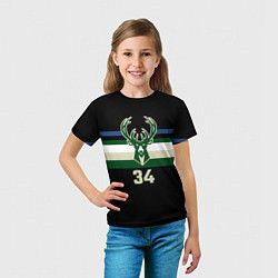Футболка детская Milwaukee Bucks форма Яннис Адетокумбо, цвет: 3D-принт — фото 2