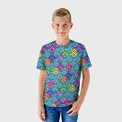 Футболка детская Неоновый яркий абстрактный узо, цвет: 3D-принт — фото 2