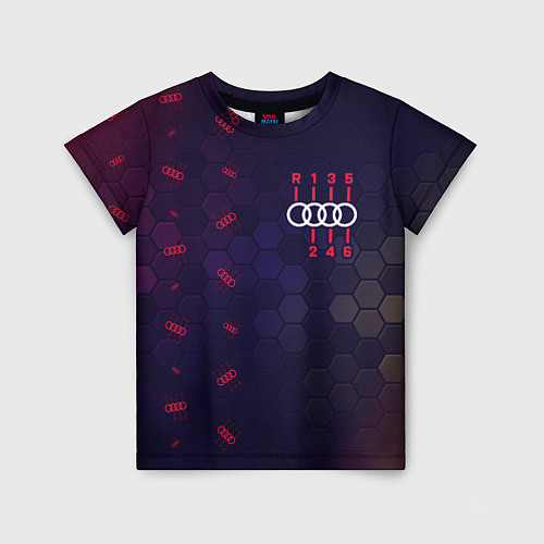 Детская футболка Audi - Gearbox - Hexagon Pattern / 3D-принт – фото 1