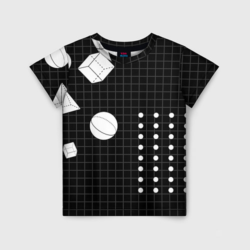 Детская футболка Черно-белые фигуры 3D / 3D-принт – фото 1
