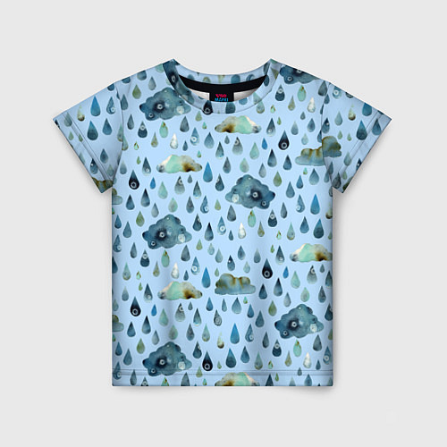 Детская футболка Дождливая осень Тучки и дождь / 3D-принт – фото 1
