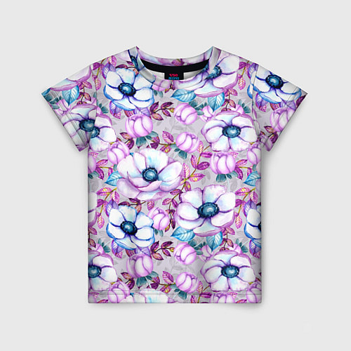 Детская футболка Анемоны - цветочный ковер / 3D-принт – фото 1