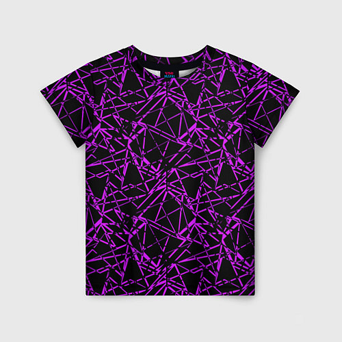 Детская футболка Фиолетово-черный абстрактный узор / 3D-принт – фото 1