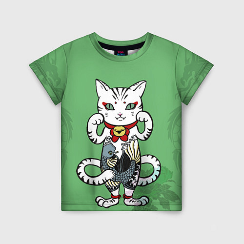 Детская футболка ЯПОНСКИЙ КОТ JAPANESE CAT Z / 3D-принт – фото 1