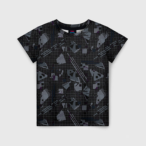 Детская футболка Темный серый узор мемфис / 3D-принт – фото 1