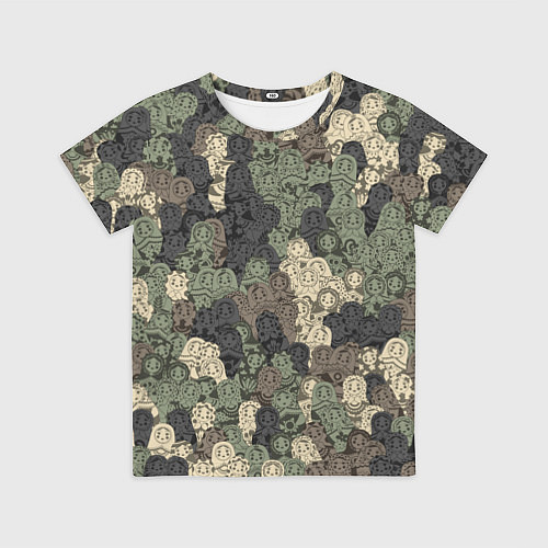 Детская футболка Камуфляж из матрёшек / 3D-принт – фото 1