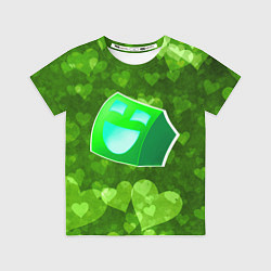 Футболка детская Geometry Dash: Green Love Z, цвет: 3D-принт
