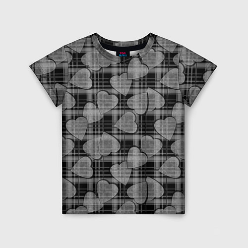Детская футболка Черно-серый клетчатый узор / 3D-принт – фото 1