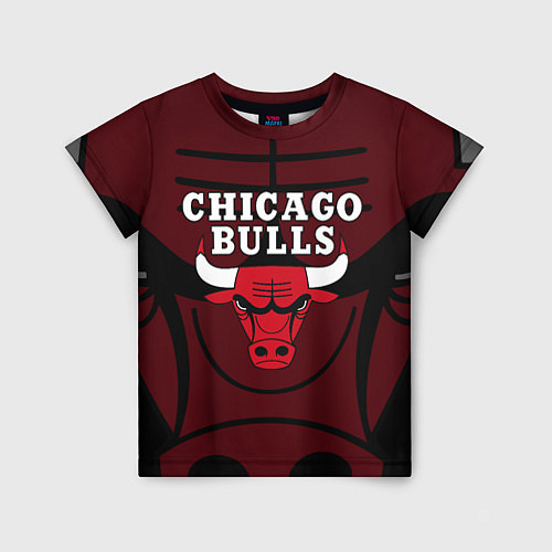 Детская футболка CHICAGO BULLS ЧИКАГО БУЛЛС НА ФОНЕ / 3D-принт – фото 1