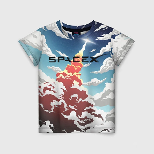 Детская футболка Ракета SpaceX / 3D-принт – фото 1