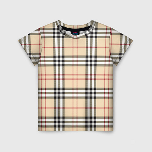 Детская футболка Клетчатый принт в стиле Burberry / 3D-принт – фото 1