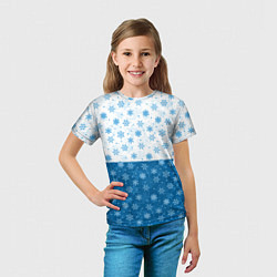 Футболка детская Светло-Тёмные Снежинки, цвет: 3D-принт — фото 2