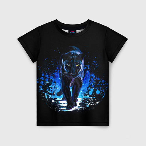 Детская футболка Черная пантера пятна краски / 3D-принт – фото 1