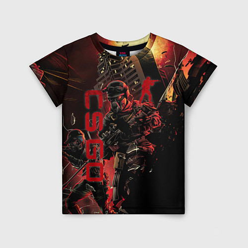Детская футболка CS GO SPECIAL OPERATION RED ALERT SKIN КС ГО КРАСН / 3D-принт – фото 1