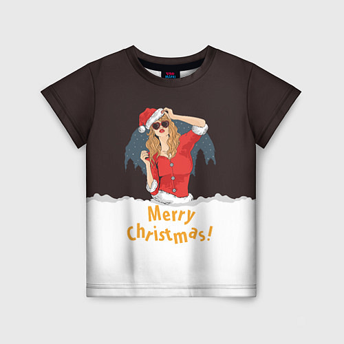 Детская футболка Снегурка Merry Christmas / 3D-принт – фото 1