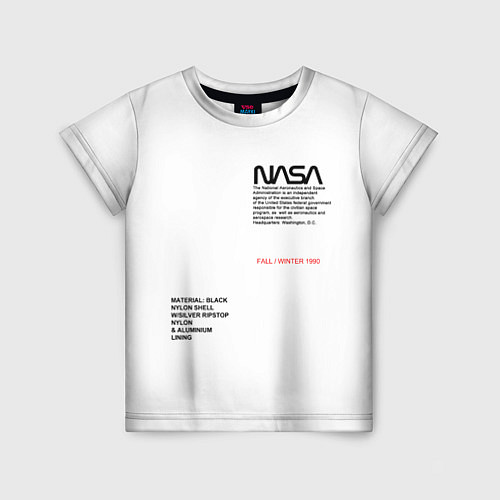 Детская футболка NASA БЕЛАЯ ФОРМА / 3D-принт – фото 1