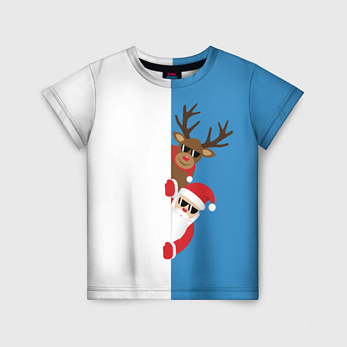 Детская футболка Крутые Санта и Олень / 3D-принт – фото 1