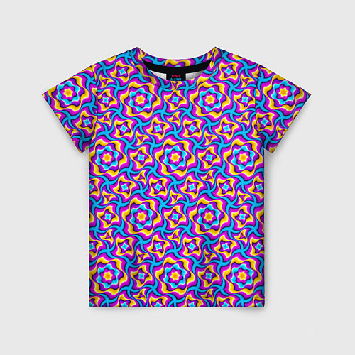 Детская футболка Красочный фон с цветами / 3D-принт – фото 1