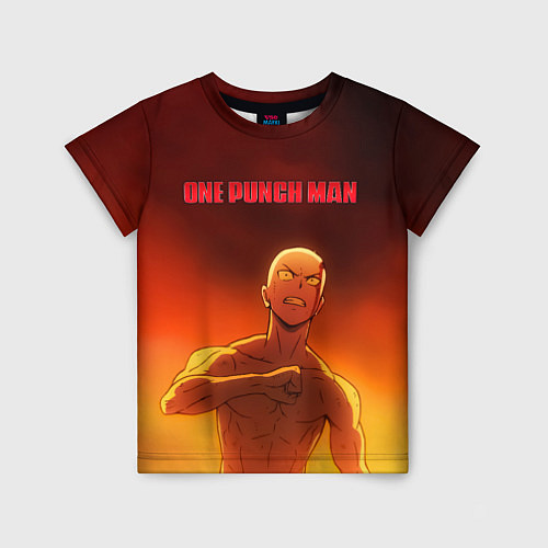 Детская футболка Сайтама в огне One Punch-Man / 3D-принт – фото 1