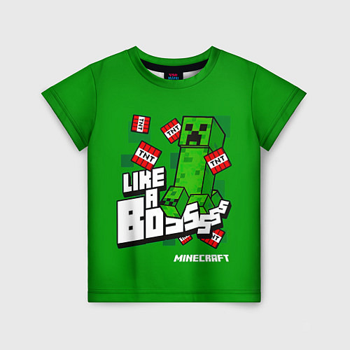 Детская футболка LIKE A BOSS Minecraft Creepe / 3D-принт – фото 1