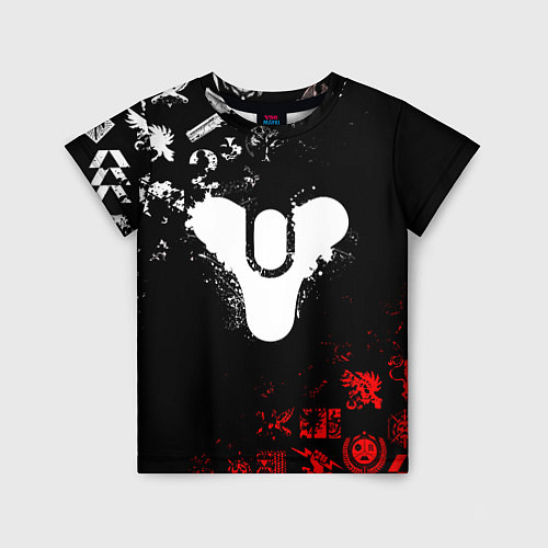 Детская футболка DESTINY 2 RED & WHITE PATTERN LOGO / 3D-принт – фото 1