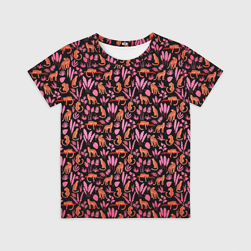 Детская футболка ГЕПАРД В ЛИСТВЕ / 3D-принт – фото 1