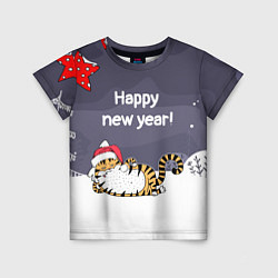 Футболка детская Happy New Year 2022 Тигр, цвет: 3D-принт