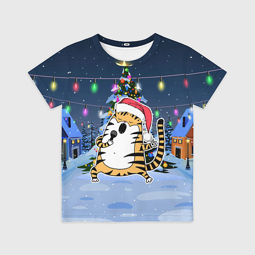 Детская футболка Тигр поел у елки / 3D-принт – фото 1