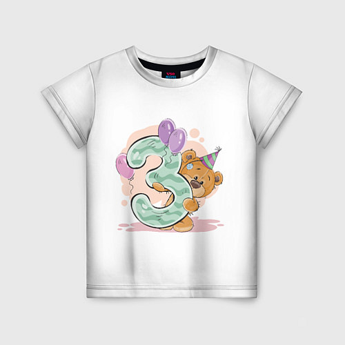 Детская футболка С днем рождения 3 месяц / 3D-принт – фото 1