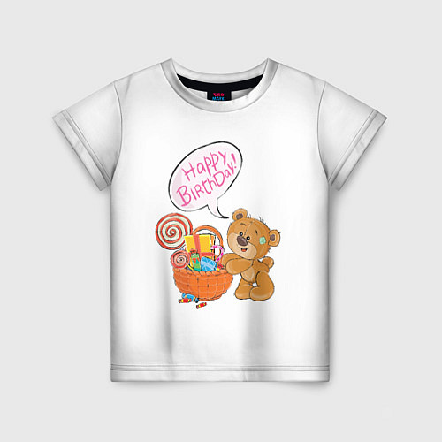 Детская футболка С днем рождения Медвежонок 11 / 3D-принт – фото 1