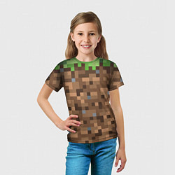 Футболка детская ЗЕМЛЯ DIRT MINECRAFT, цвет: 3D-принт — фото 2