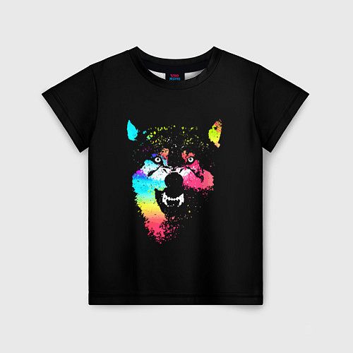 Детская футболка Неоновый свирепый волк / 3D-принт – фото 1