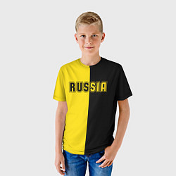 Футболка детская Россия черно желтое RUSSIA - BORUSSIA, цвет: 3D-принт — фото 2
