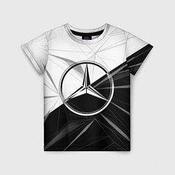 Футболка детская MERCEDES-BENZ МЕРСЕДЕС-БЕНЗ BLACK AND WHITE, цвет: 3D-принт