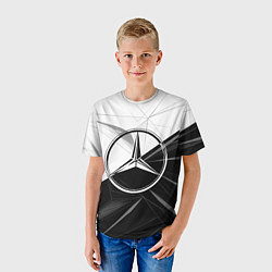 Футболка детская MERCEDES-BENZ МЕРСЕДЕС-БЕНЗ BLACK AND WHITE, цвет: 3D-принт — фото 2