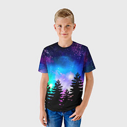 Футболка детская Космический лес, елки и звезды, цвет: 3D-принт — фото 2