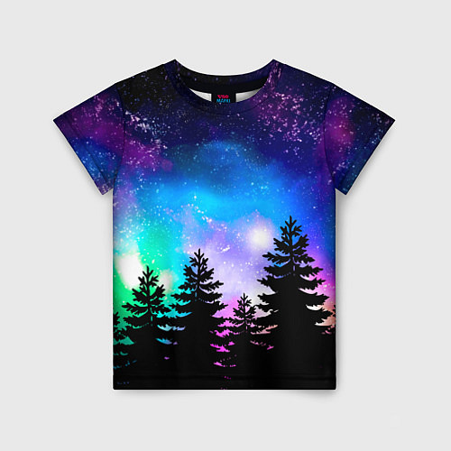 Детская футболка Космический лес, елки и звезды / 3D-принт – фото 1