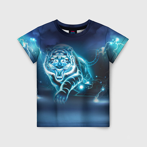 Детская футболка Молниеносный тигр / 3D-принт – фото 1