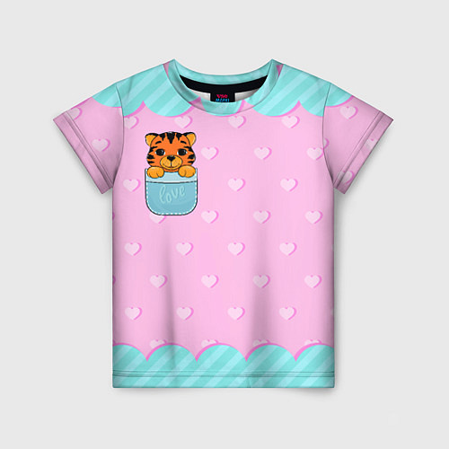 Детская футболка Маленький тигр в кармане / 3D-принт – фото 1