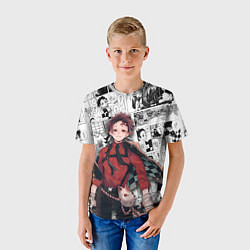Футболка детская Танджиро Камадо на манге, цвет: 3D-принт — фото 2