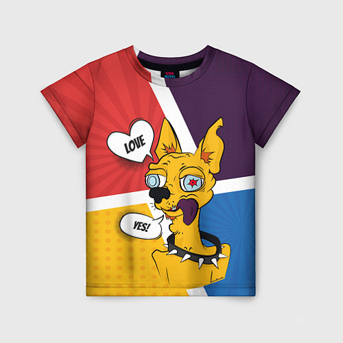 Детская футболка Comics Пес Dog Love Yes / 3D-принт – фото 1