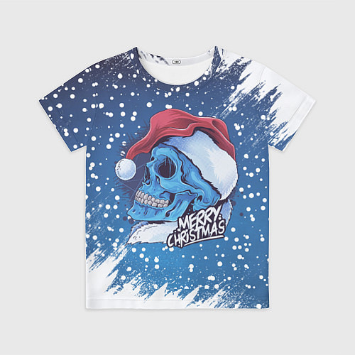 Детская футболка Merry Christmas Счастливого Рождества Skull / 3D-принт – фото 1