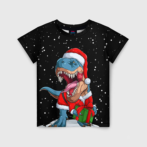 Детская футболка Новогодний Динозавр / 3D-принт – фото 1