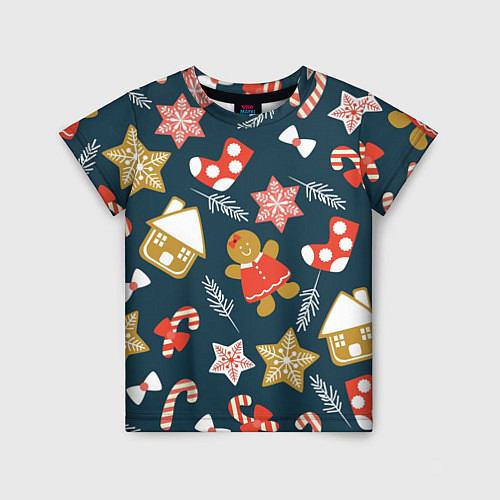 Детская футболка Merry Christmas!!! / 3D-принт – фото 1